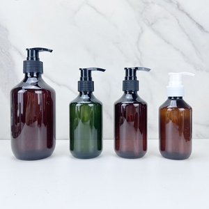 Bouteille de shampooing en plastique PET transparente ambrée verte personnalisée de 100 ml, 200 ml, 300 ml, 400 ml, 500 ml, bouteille d'huile capillaire avec pompe à lotion - Product Image 1