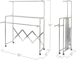 Stainless Steel Drying Cloth Rack Indoor and Outdoor Use Clothes Airer Rack,Extensible Balcony Drying Rack - Product Image 3