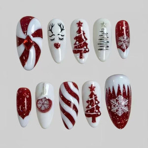 Venta al por mayor nuevo estilo de prensa de Navidad en los juegos de <span class=keywords><strong>uñas</strong></span> de acrílico artificial para la Navidad - Product Image 2
