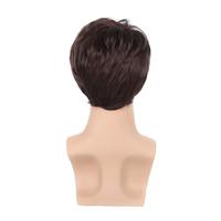 Perruque synthétique contemporaine courte et moelleuse marron pour homme, résistante à la chaleur, pour usage quotidien, cosplay naturel ou costume de fête