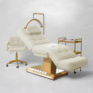 Nueva Cama de Belleza Eléctrica de Cuero Rosa con 3 Motores y Calefacción para Salón de Belleza Facial de Lujo y Cama para Pestañas con Lámpara - Product Image 5