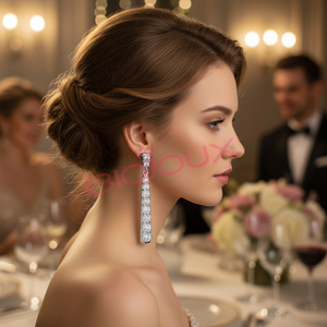Boucles d'oreilles pendantes tendance Jasmin 35 mm pour femme, hypoallergéniques, en acier inoxydable, zircon, perle, religieuses, géométriques, cristal, strass, pour soirée - Product Image 3
