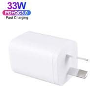 Chargeur mural rapide GaN 33W USB-C PD33W QC3.0 avec prise AU, vente directe d'usine, pour iPhone 17 16 15