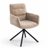 Fauteuil moderne à dossier haut en tissu gris clair rembourré avec pieds en métal noir robustes, base pivotante à 360 degrés pour une utilisation dans le salon