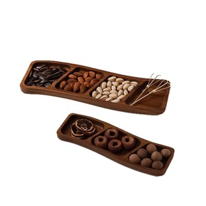 Wooden Serving <b>Tray</b> Four Compartment Bamboo <b>Snack</b> Plate For Nuts Dried Fruit Residential Use - Product Image 5