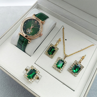Vintage Mode Ceinture Combinaison Classique Cadran Romain 5 pcs/set Montre Boucles D'oreilles Collier Bracelet Bague Ensemble