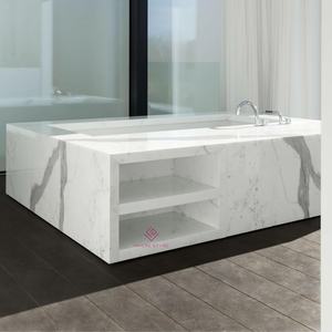 Lavabo de mano de lujo con pedestal independiente de mármol blanco Calacatta moderno <span class=keywords><strong>para</strong></span> lavabo de baño - Product Image 2