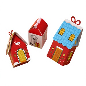 Boîte à friandises pliable en papier personnalisée en forme de maison pour Noël, cadeau de fête, emballage de pâtisserie au Vietnam - Product Image 1