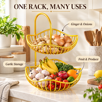 Panier de rangement en fer pour oignons, gingembre et ail, support de présentation de légumes de comptoir, style moderne et minimaliste pour la maison