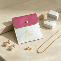 Pochette à bijoux en cuir PU personnalisée E-magic, sac à bijoux avec logo en feuille d'or pour collier, boucles d'oreilles, bague