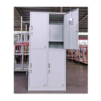 Casier de vestiaire en acier robuste à 4 portes avec structure démontable et serrure à clé pour le rangement des vêtements du personnel et des travailleurs