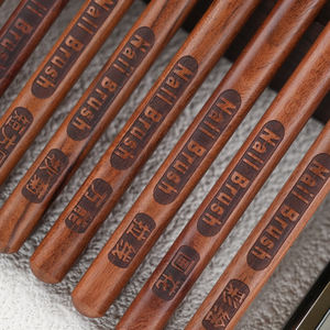 Set Pena Manikur Seni Kuku Akrilik Gel Profesional Mewah dengan Pegangan Kayu dan Bulu Nylon untuk Teknisi Kuku - Product Image 3