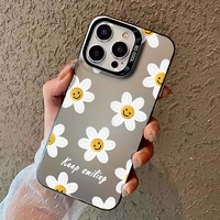 Coque de Téléphone en TPU à Motif Os de Main Dessin Animé pour iPhone 11 12 13 Pro Max 14 Pro Max 15 avec Fleurs