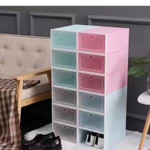 Caja de zapatos transparente de fábrica, organizadores de zapatos gruesos, caja de almacenamiento plegable de plástico a prueba de polvo, apilable, varios estilos - Product Image 4