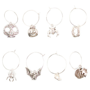 Halloween Skull Wine Glass Rings Metal Charm Tags For Red Wine Bottle Identification Simple Style CXS-JH-01 - Product Image 2