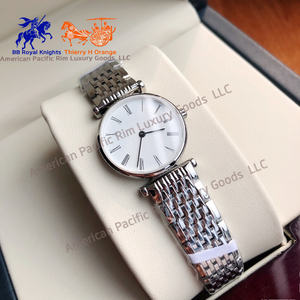 Relojes de Cuarzo Ultrafinos para Pareja Serie Longnes, con Esfera de Nácar Romana, Diamantes y Correa de Acero, Modelo L4.209.1.97.8 - Product Image 2