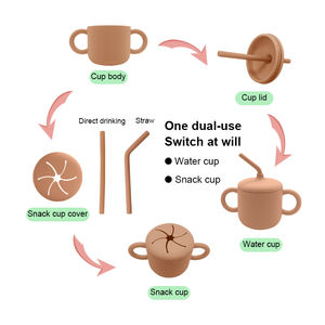 도매 Bpa 무료 실리콘 어린이 식기 방수 턱받이 식품 학년 흡입 플레이트 그릇 숟가락 식기 아기 수유 세트 - Product Image 5