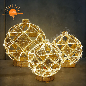 Properti dekorasi taman pusat kota 3D LED hiasan besar/cahaya ornamen pertunjukan luar ruangan lampu pola bola bulat taman Natal