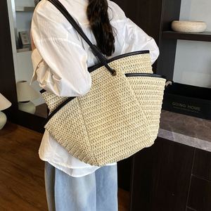 Summer Outdoor Travel Straw <b>Beach</b> <b>Bags</b> <b>Large</b> Capacity Straw Woven Tote <b>Bag</b> - Product Image 5