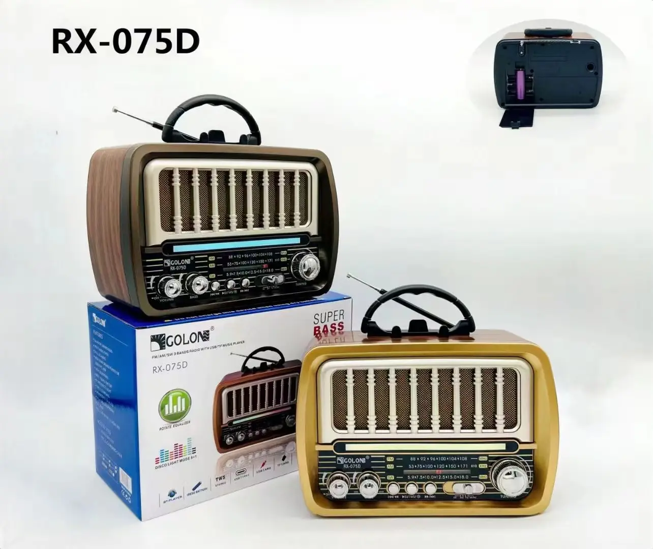 Tarjeta TF multifunción retro con estilo/radio USB, radio de regalo barata retro de audio portátil con luz de discoteca