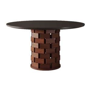 Table à manger en bois massif de style Wabi-Sabi rétro français du milieu du siècle avec fonction <span class=keywords><strong>plaque</strong></span> de cuisson à <span class=keywords><strong>induction</strong></span> <span class=keywords><strong>pour</strong></span> petit appartement - Product Image 1
