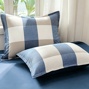Juego de Ropa de <span class=keywords><strong>Cama</strong></span> de Algodón Lavado, Juego de Funda Nórdica a Cuadros, Ropa de <span class=keywords><strong>Cama</strong></span> Suave y Transpirable, Ropa de <span class=keywords><strong>Cama</strong></span> Moderna para el Hogar, Venta al por Mayor - Product Image 4