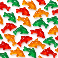 Bonbons Gélifiés Translucides en Forme de Dauphin, Assortiment de Fruits Acidulés, Halal, Vente en Gros, Fabricant et Fournisseur, Étiquette Privée Personnalisée