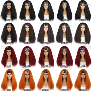 Bán buôn dài Yaki thẳng nổi bật Headband Tóc Giả kinky xoăn tổng hợp tóc Headband tóc giả cho phụ nữ da đen - Product Image 5