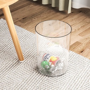 Glass BPA Free PET Acrylic Clear Dust Bin Plastic Food Waste Paper Bin Basket Kitchen Smart Large For Sale Trash Garbage Bin