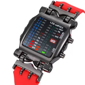 Novo quadrado caranguejo design eletrônico movimento moda esportes relógio dos homens de alta qualidade criativa cor luz display LED watch