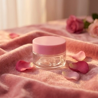 Pot rond transparent en PET pour crème de soin avec couvercle rose, mini-récipient cosmétique vide rechargeable pour échantillons de masques et lotions