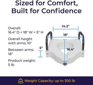 Barra de Seguridad Ajustable Bliss para Inodoro, para Personas Mayores y con Discapacidad, con Asientos y Barras de Apoyo, Capacidad de 120 kg, para Uso en el Baño del Hogar - Product Image 3