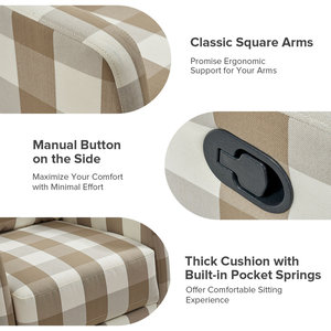 Sillón Reclinable Manual DOSER, Moderno y Minimalista, con Marco de Madera y Tapicería de Tela, Ajustable, Individual, para Sala de Estar, Cine en Casa - Product Image 3