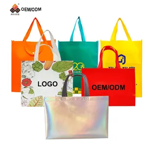 Factory Wholesale Custom Logo Printed Biodegradable Reusable Heat Sealed Women's Shopping Promotional Tote Non Woven Bag