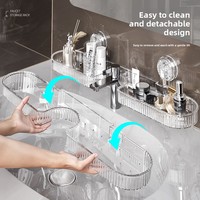 Étagère murale à ventouse en plastique pour robinet, support de rangement compact et durable pour lavabo de salle de bain, gadgets ménagers
