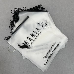 Wholesale Custom Logo Frosted Zipper <b>Bag</b> T-shirt Sock Packaging Plastic <b>Garment</b> <b>Bag</b> Ziplock <b>Bags</b> with Black Ring - Product Image 3