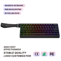 Clavier à interrupteurs magnétiques RGB 61 touches filaire Type C Taux de polling 8K Déclenchement rapide 0,01 mm Keycaps latéraux imprimés Vente en gros OEM en vrac