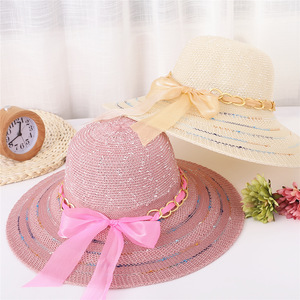 Nhà Máy Giá Rẻ Mùa Hè Du Lịch Trà Chọn Vườn Mặt Trời Bảo Vệ Phụ Nữ Bãi Biển Chuỗi Ribbon Mũ Rơm Phụ Nữ - Product Image 2