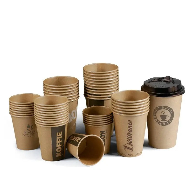 Custom Printed Logo Coffee Cups Double Wall Paper Cup Hot Coffee Bubble Milk Tea Drinks Disposable Paper Cup