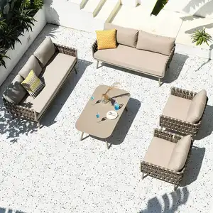 Ensembles de meubles de canapé en rotin d'extérieur housses de coussin de canapé en métal imperméable et durable canapé hôtel aluminium