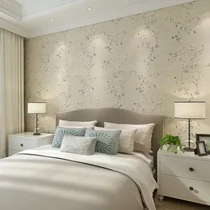 American Pastoral Style Bedroom Wallpaper Romantic And Fresh Non-woven Vine Floral Wallpaper
