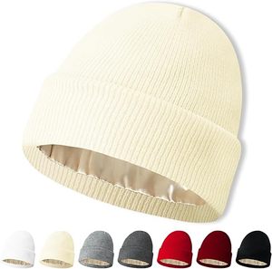 Gorro de calavera holgado con forro de satén cálido, gorro tejido a mano bordado en 3D para mujeres y hombres, gorro acrílico de invierno, para viajes - Product Image 4