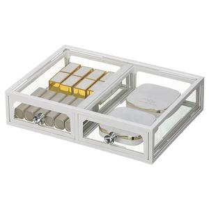 <span class=keywords><strong>Commode</strong></span> empilable vintage en verre et ABS, design moulé par injection, <span class=keywords><strong>2</strong></span> <span class=keywords><strong>tiroirs</strong></span> transparents pour pinceaux de maquillage, rouges à lèvres et cosmétiques - Product Image 3