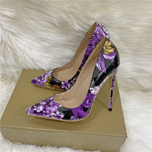 Zapatos Elegantes de Mujer con Flores, Novedad 2024, Brillantes, Tallas Grandes, Tacones de Aguja con Punta, 12CM, Zapatos de Fiesta de Moda, Tacones Altos - Product Image 6