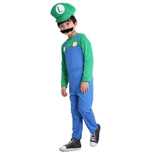 Costume <span class=keywords><strong>Mario</strong></span> Cosplay pour enfants Halloween Party Super Mary Perform Sets Hat Clothes Pants Beard Three Piece Set for Men - Product Image 3