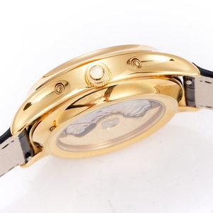 Montre de sport luxueuse pour homme, 42 mm, boîtier en acier inoxydable or rose, bracelet en cuir, cadran noir, phase de lune, calendrier, 5074R, haute qualité - Product Image 5