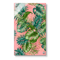Panneau décoratif mural en acrylique personnalisé de 4,5 mm d'épaisseur, impression HD 40x70, motif feuille tropicale, avec clous d'angle pour appartement, hôtel, intérieur de maison