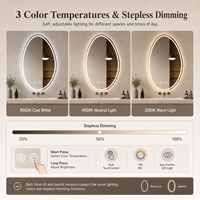 Miroir de salle de bain LED sur mesure de forme irrégulière, mural, anti-buée, éclairé par l'avant et rétroéclairé, double commande tactile