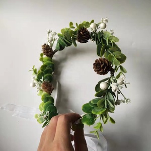 Corona artificiale <span class=keywords><strong>di</strong></span> <span class=keywords><strong>foglie</strong></span> verdi, accessori per capelli con Tiara foto da sposa, accessori per fotografie <span class=keywords><strong>di</strong></span> matrimonio - Product Image 4