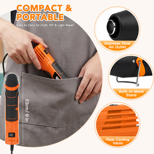 350W Mini Heat Gun With Dual Temp (200.C/350.C) & VDE Certified Cable OEM Craft Small HZ-HG25-E032 Craft Small Heat Gun HZ-HG25- - Product Image 2